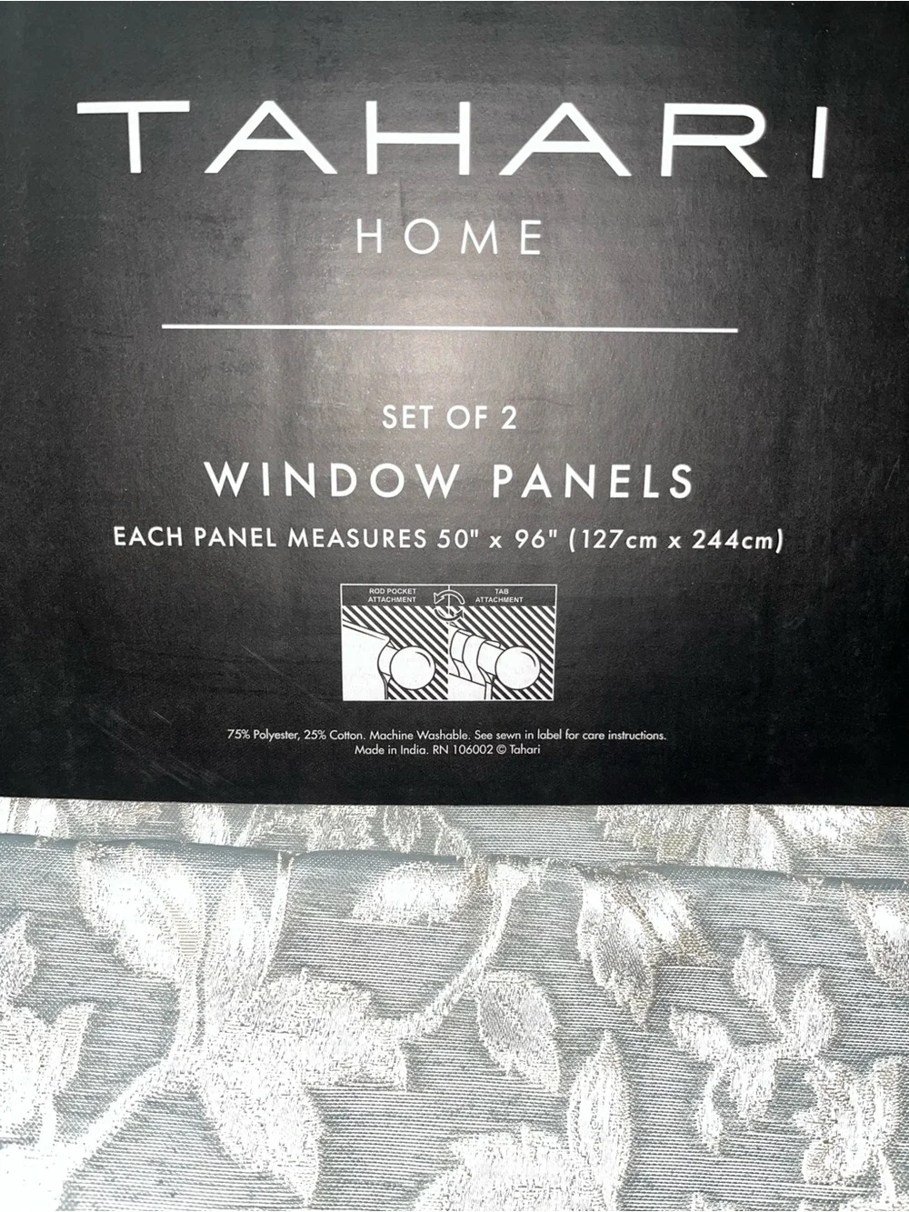 NWT Tahari Home Jacquard Floral  Design Drapes 50
